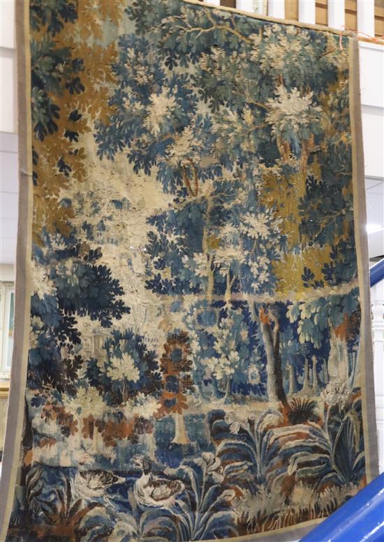 A 17th/18th century Flemish or Dutch verdure tapestry hanging